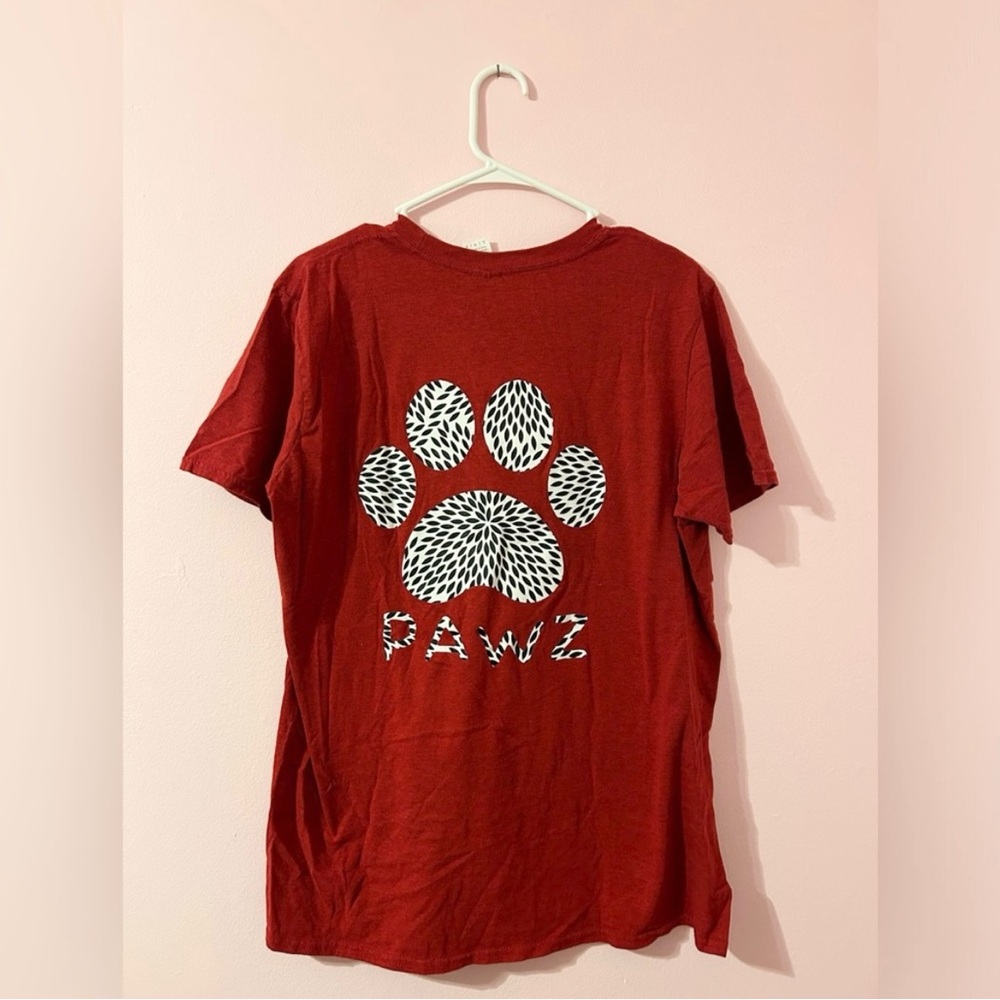 Pawz Red T-Shirt with Paw Print